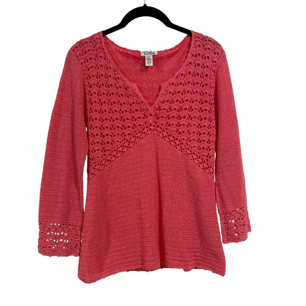 Lilly Pulitzer Vintage Pink Crochet Sweater Size M